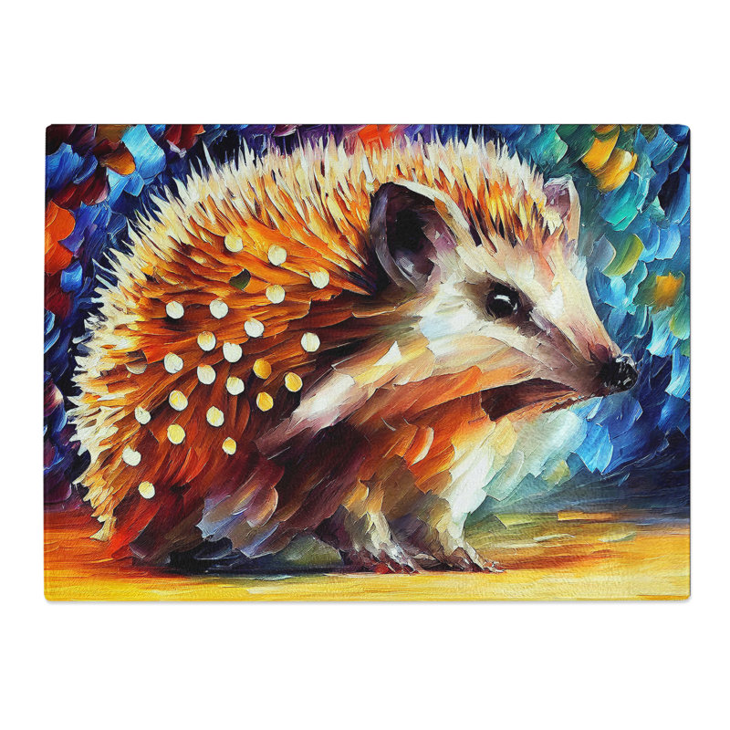 Hedgehog Painting Vol.1 Abstract  Glass Chopping Board