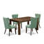 Ensemble de cuisine 5 pièces composé d'une table de salle à manger rectangulaire en bois rustique et de 4 chaises, Jacobean patiné-1895064624