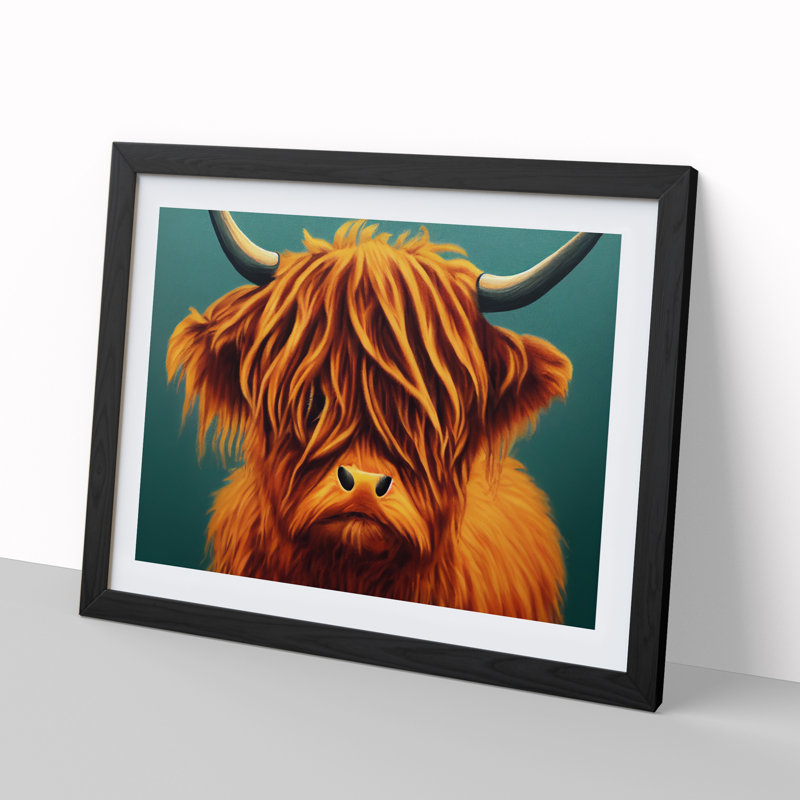 Highland Cow Portrait Vol.3 - Single Picture Frame Print, Black, 46cm H x 64cm W x 2cm D