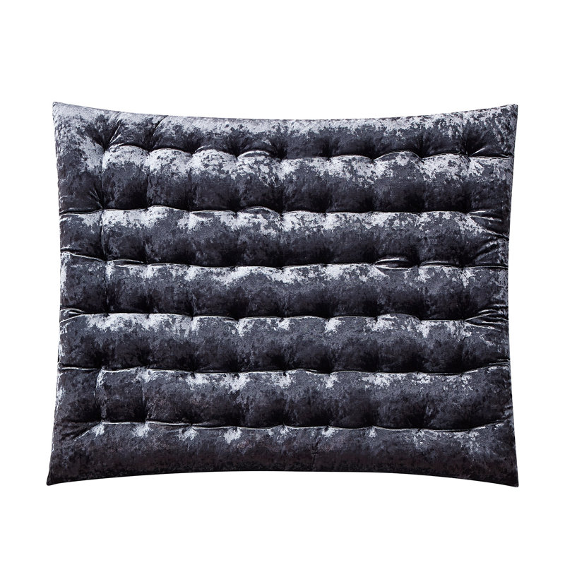 Rainha Cushion Tufted College Headboard - Velvet Crush, Dark Gray