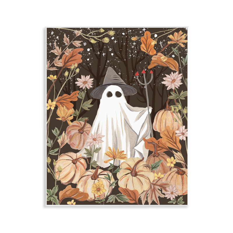 «Ghost in Floral Pumpkin Patch Art» par Melissa Wang