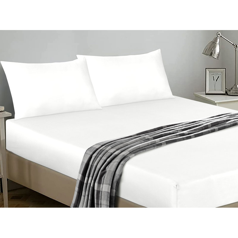 Janoshan Premium Egyptian Cotton Fitted Sheet, White, Kingsize (5')