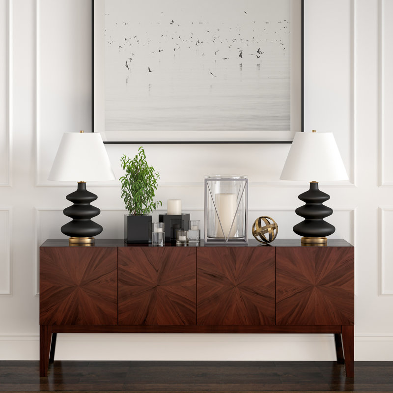 Danelea Glass Table Lamp, Black