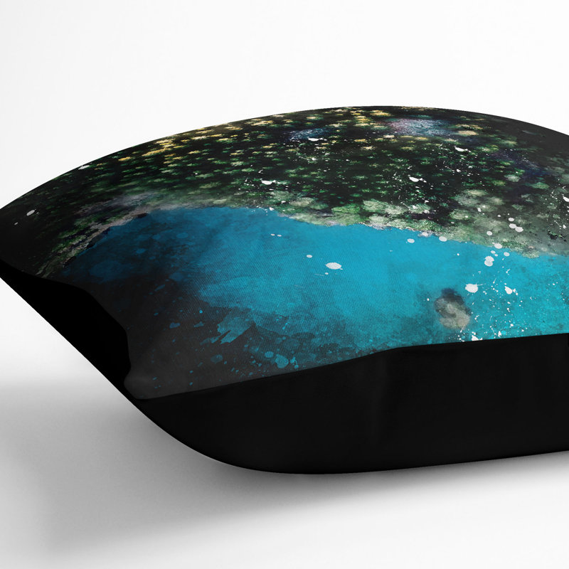 Forest by the Lake Cushion with Filling, Black, 40cm H x 40cm W x 15cm D