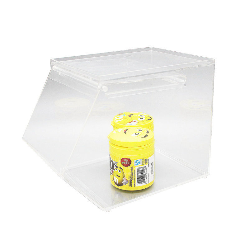 Clear Acrylic 1 Gallon Candy Bin with Slide-in Door and Scoop Holder