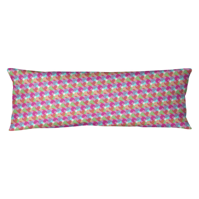 Coussin lombaire géométrique octogons, Rose, Bourre en polyester, Molleton moelleux
