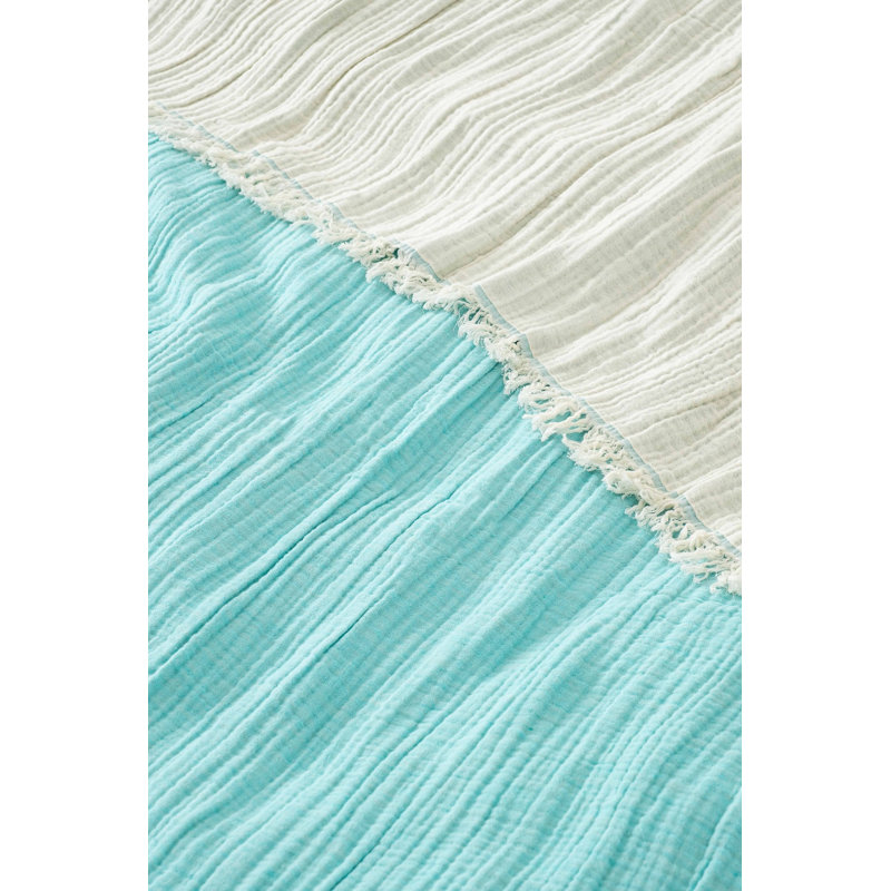 Couvre-lit double luxueux, 100% coton, turquoise, 90,6 po x 98,4 po | Lavable à la machine à 86-104 ° F, conception à 4 épaisseurs | Tissu doux et respirant pour un confort ultime | Parfait pour les chambres confortables et un décor élégant
