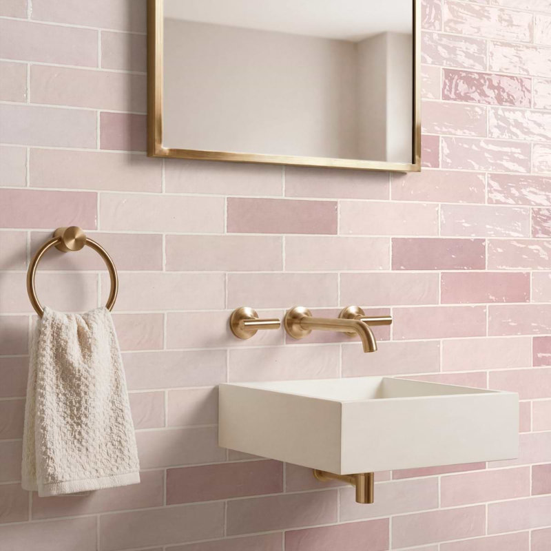 Portmore 3x8 Glazed Ceramic Tile, Pink