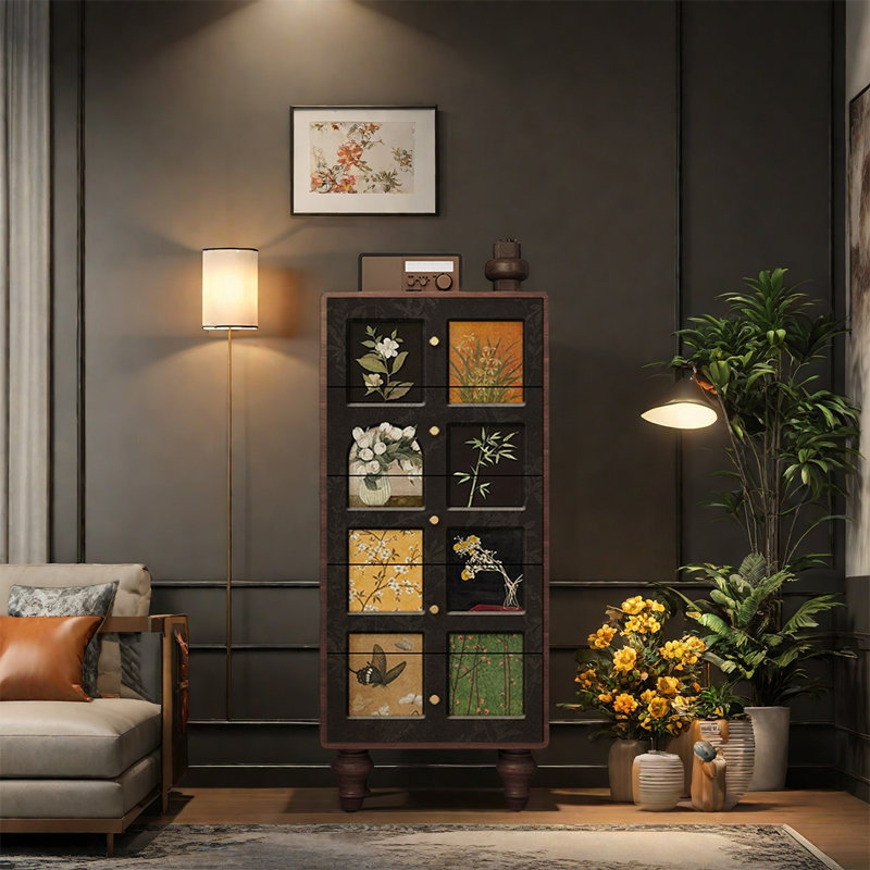 Armoire de rangement grande capacité en pin, Noyer
