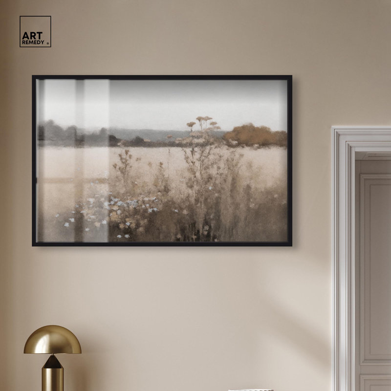 «Distant Grove Shadowbox Print Landscape» par Art Remedy, H 31 po x l 46 po, Noir