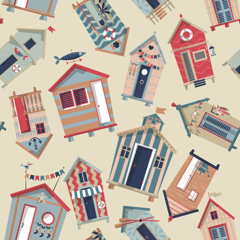 Diverses cabanes de plage, H 12 po x l 12 po x P 1,25 po