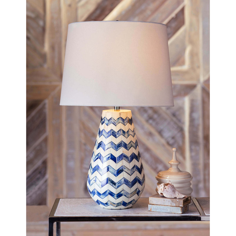 Cassia Chevron Table Lamp, Blue/White