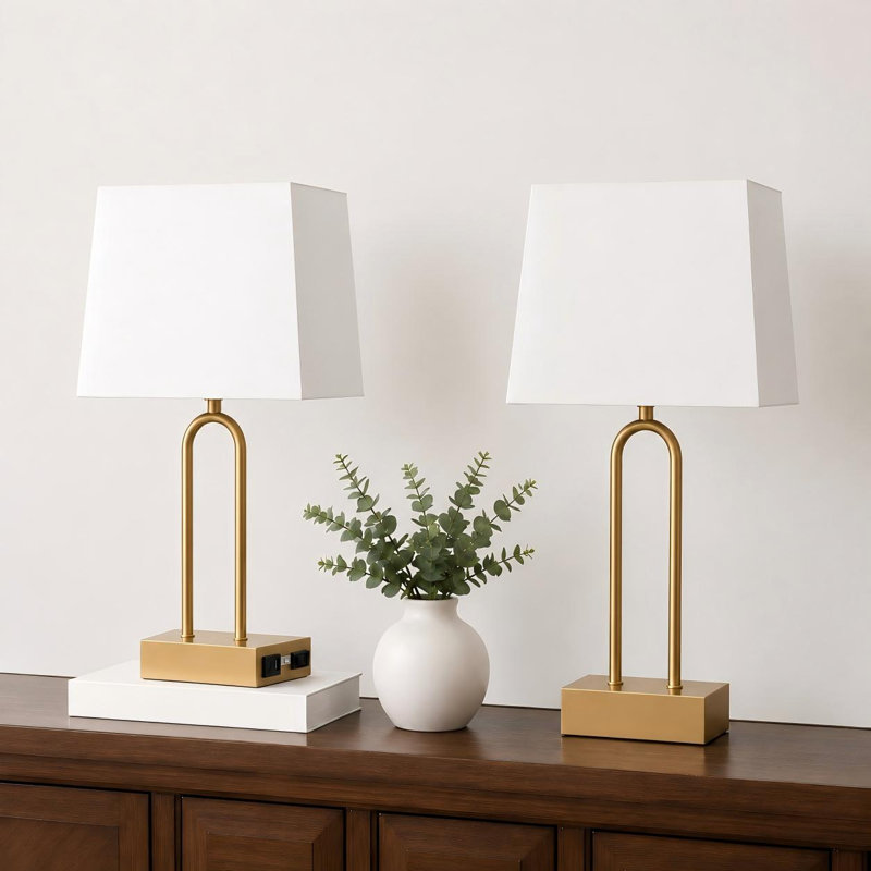 Metal USB Table Lamp, Gold