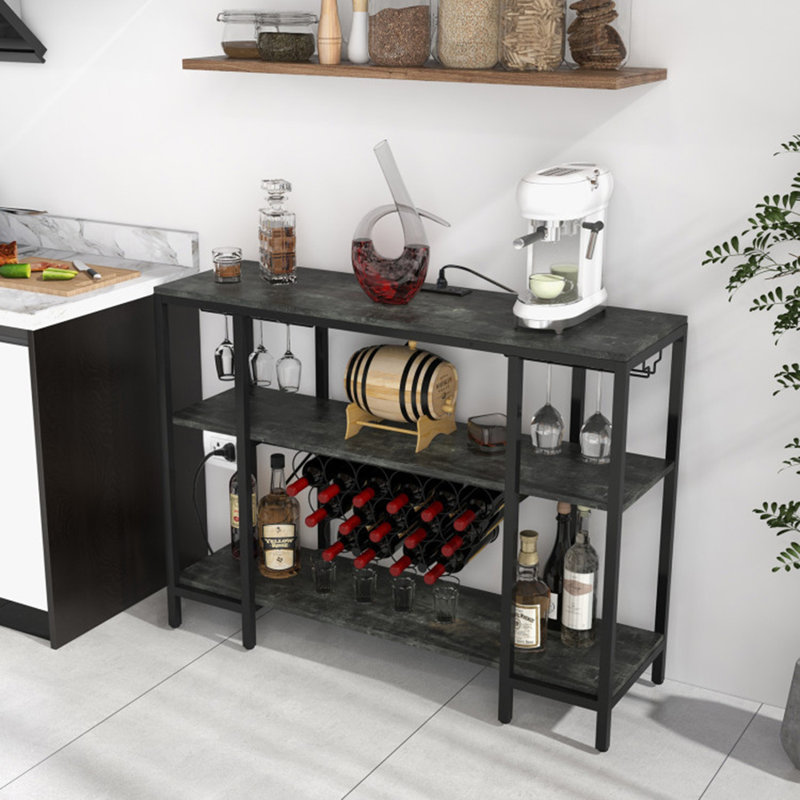 Support à bouteilles de vin et à verres Tymiere, Gris