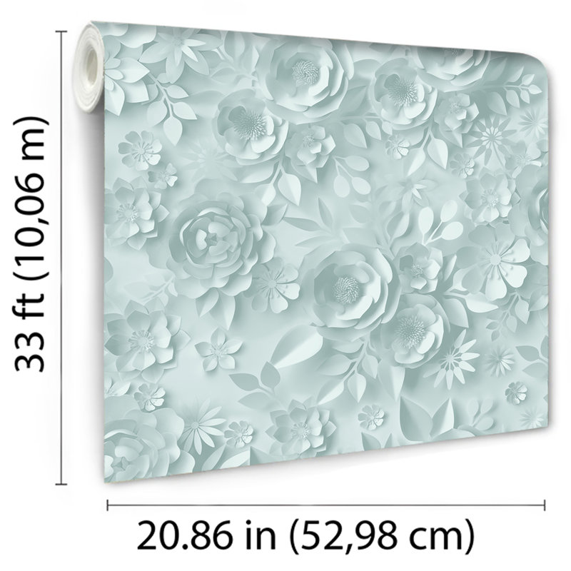 Papier peint fleurs en papier, Vert