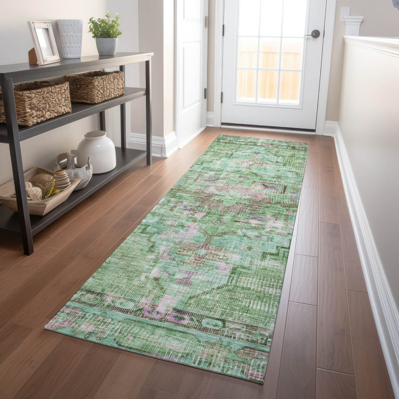 Tapis intérieur / extérieur Xhevrie lavable à la machine, Tapis de couloir 2 pi 3 po x 7 pi 6 po