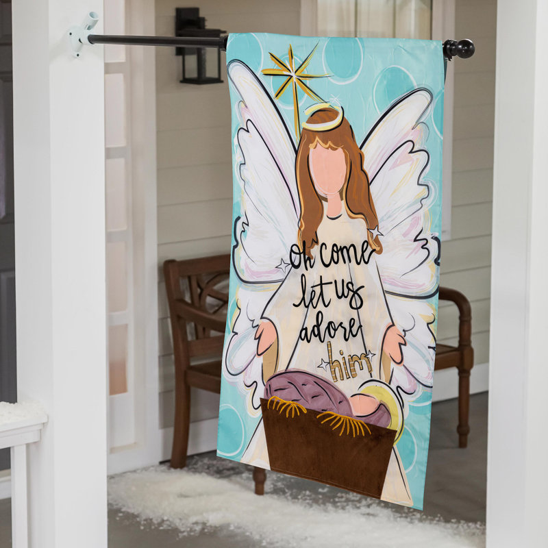 Drapeau de maison «Oh Come Let Us Adore him»