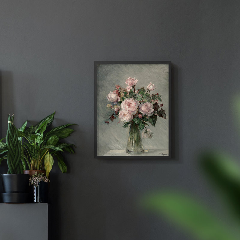 «Vintage Floral Print CCXVII» sur papier, Noir