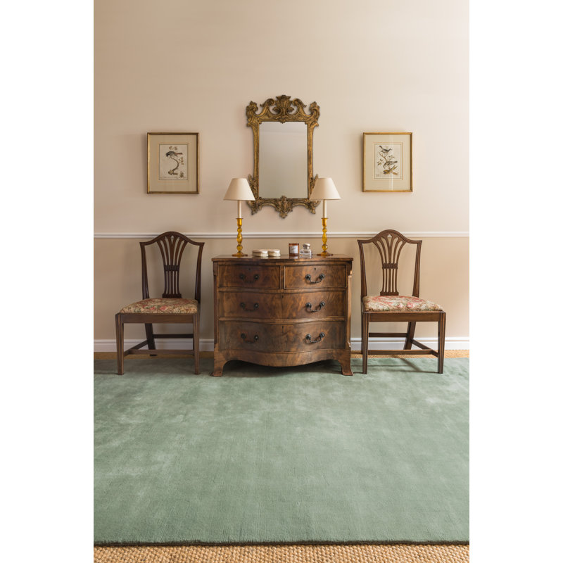 Farrow & Ball Cut And Loop Stripe Kent Green Area Rug, Rectangle 9' x 12'