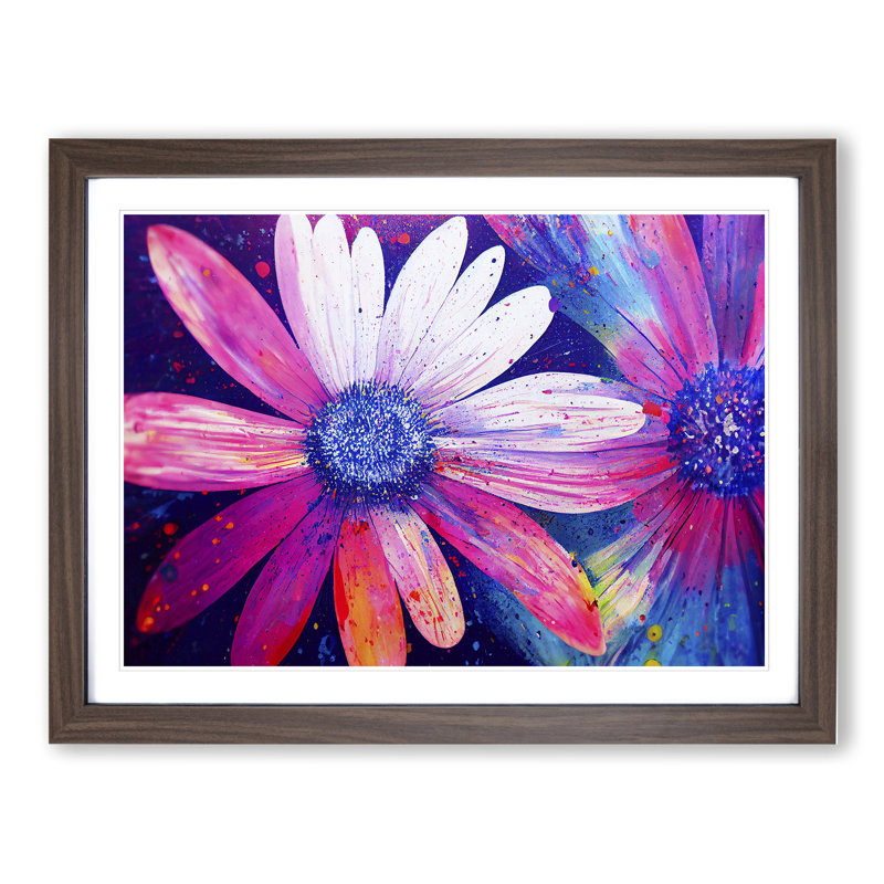 Daisy Flower Splash Vol.3 Abstract - Framed Print, 46cm H x 64cm W x 2cm D, Walnut