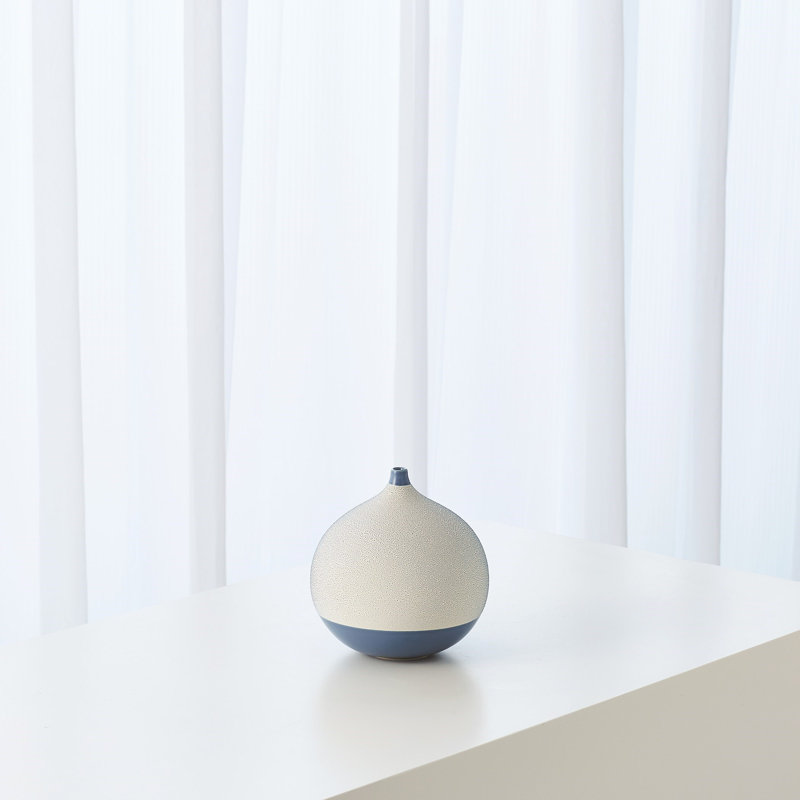 Pixelated Ball Vase, 8"H x 7.5"W x 7.5"D, Blue