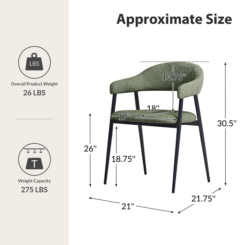 Remedios Modern Dinning Chair With Metal Legs (Set Of 4), 4, Moss