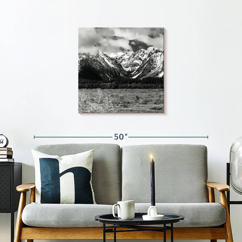 Alvord Snowy Teton Mountains BW, 24" H x 24" W