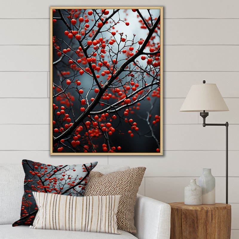 «Red Forest Natures Monicol I», impression d'art mural forêt, Cadre naturel flottant, H 44 po x l 34 po x P 1,5 po