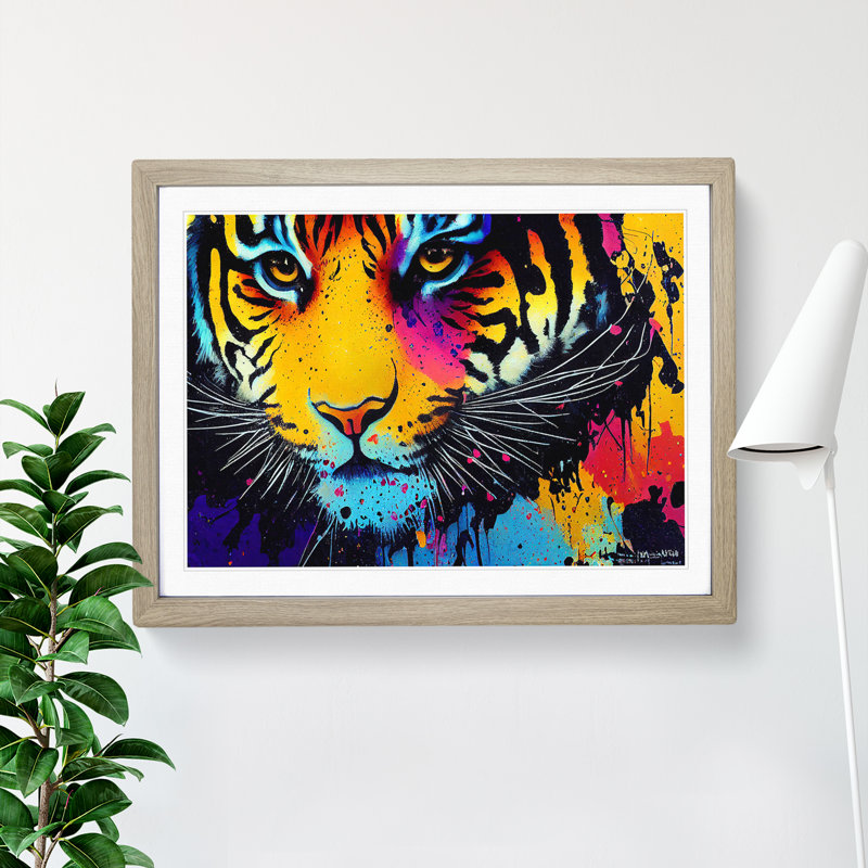 Tiger Splash Vol.5 Abstract - Single Picture Frame Print, 34cm H x 46cm W x 2cm D, Oak Framed
