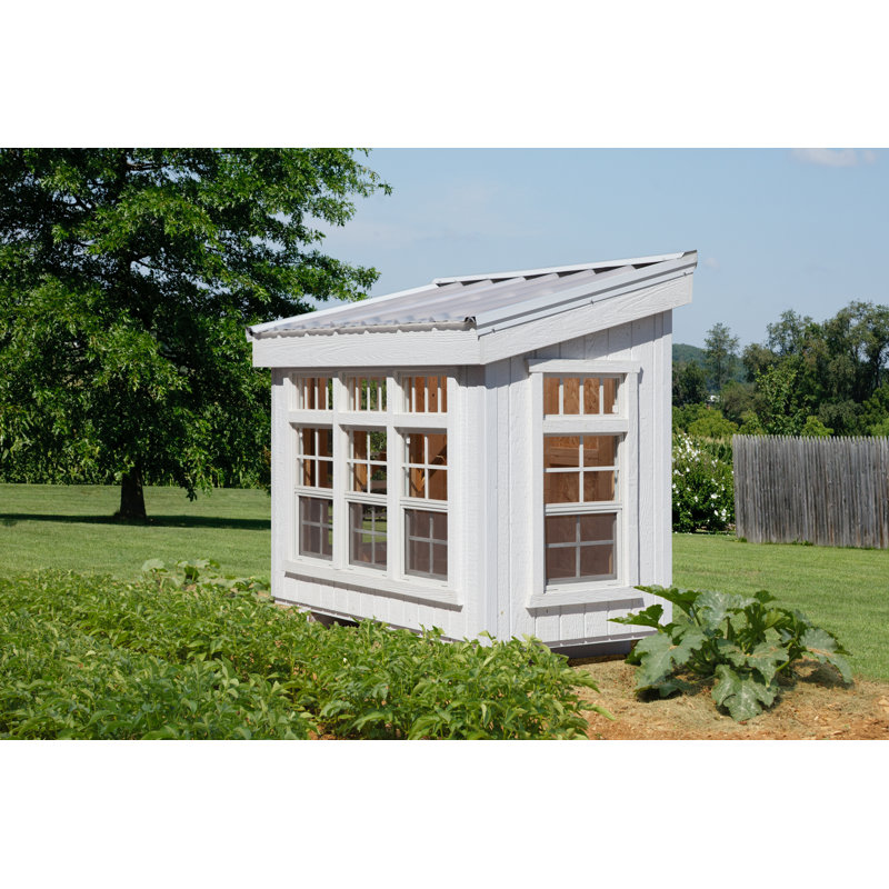 White Wooden Petite Greenhouse with Double Doors