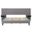 Très grand lit plateforme avec tête de lit - Velours, gris, 2 tables de chevet, structure en bois robuste, sans sommier, plateforme stable à assemblage rapide, installation simple-784837640