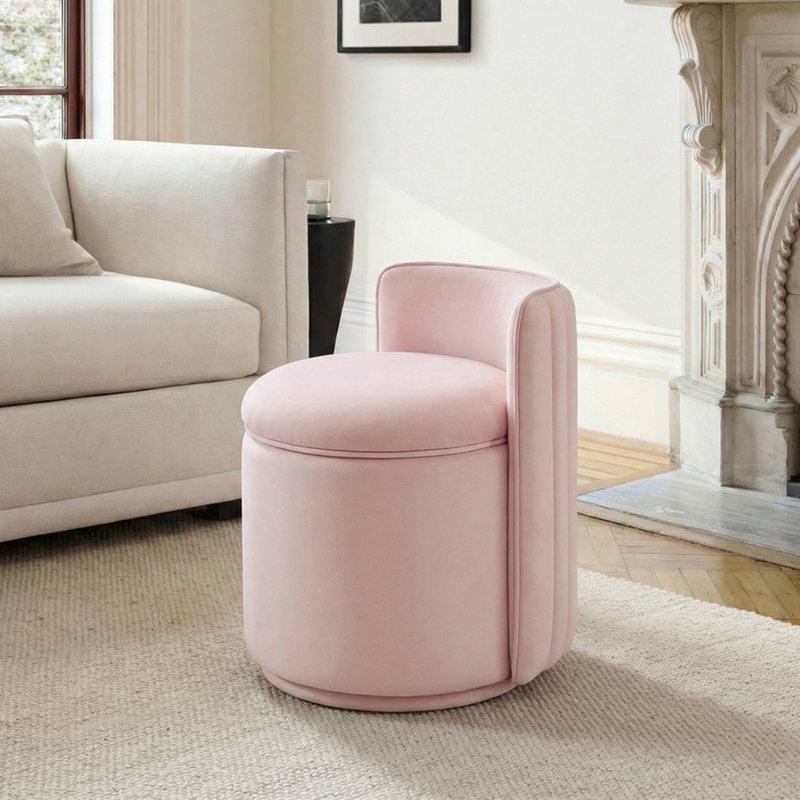 Tabouret de coiffeuse rembourré en velours avec rangement, tabouret de maquillage à plateau relevable, aucun assemblage requis
