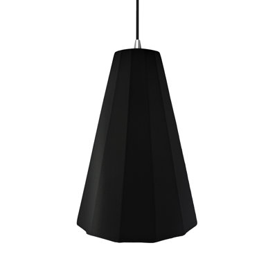 Radiance - Luminaire suspendu 1 lumière cannelé - Carbone - Noir mat - Chrome poli - l 9 po x H 13 po - Ampoule remplaçable - Cordon noir
