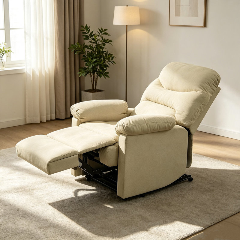Fauteuil lounge électrique en microfibre beige