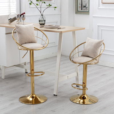 Nakyra Swivel Upholstered Adjustable Height Counter Stool with Metal Frame