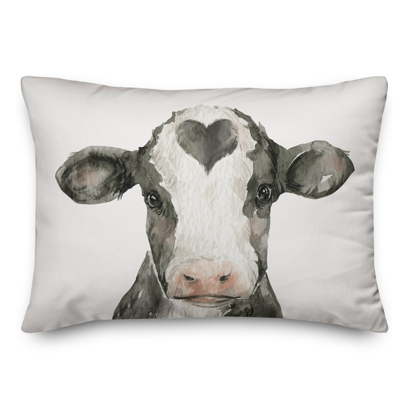 Coussin Cow / Heart, H 14 po x l 20 po, Rectangle