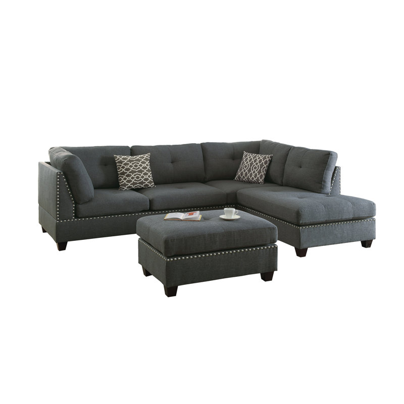 Canapé modulaire 3 pièces en bleu gris
