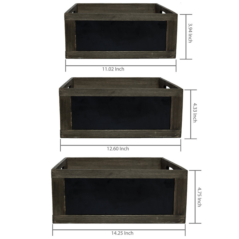 Solid Wood 3 Pieces Decorative Bin Set