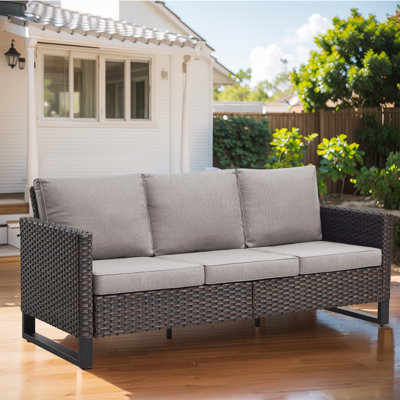 Broxson 74" Wide Powder Coated Steel Outdoor Patio Sofa by Wade Logan