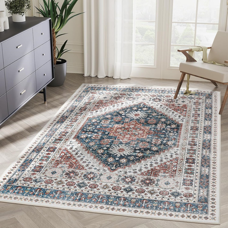 Tapis ultra-fin antidérapant lavable 5 x 7 pi Vintage