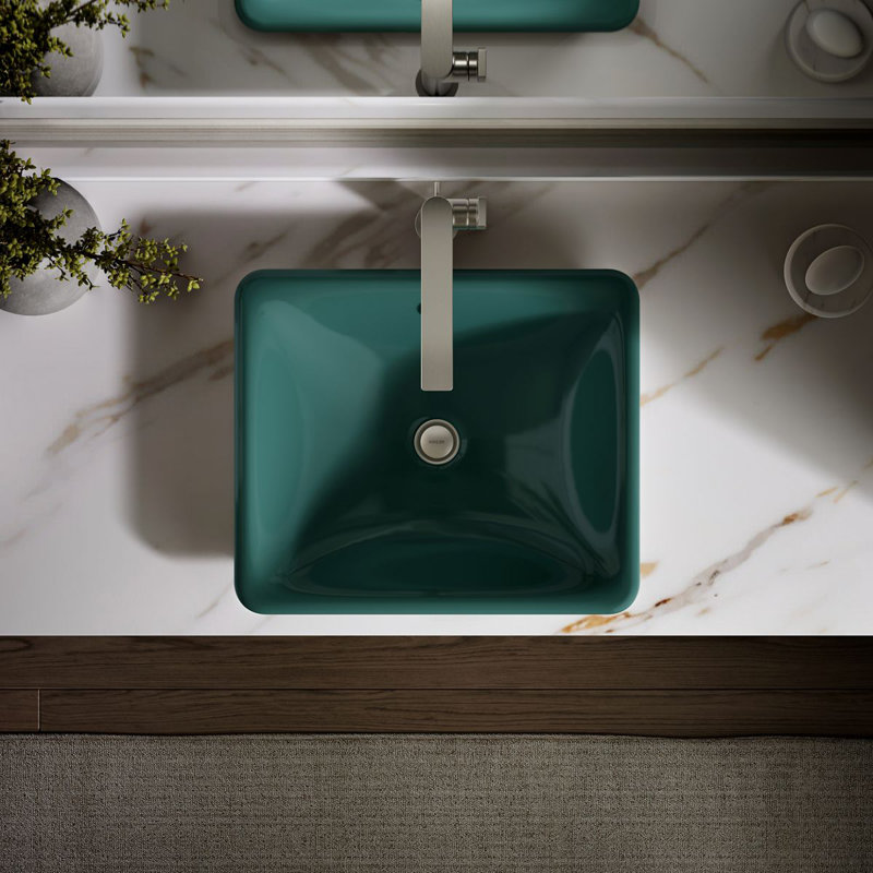 Iron Plains 18-1/2 In. Rectangular Vessel Bathroom Sink, Teal