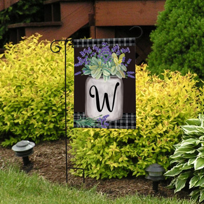 Farmhouse Monogram Letter W Garden Flag