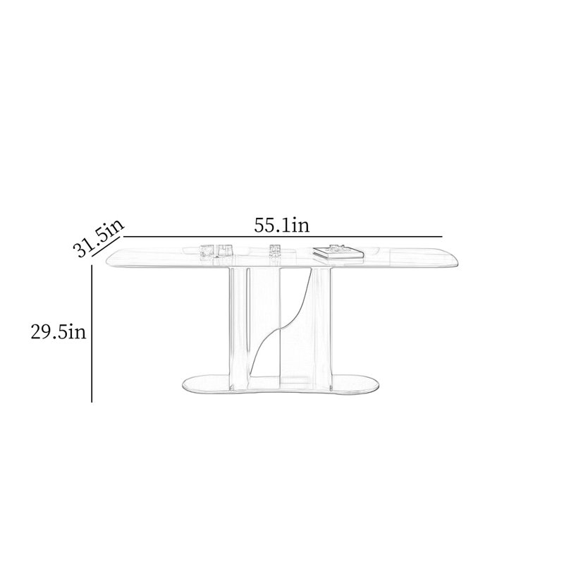 Modern Luxury Rectangular Rock Slab Dining Table, 29.5"H  x 55.1"L x 31.5"W