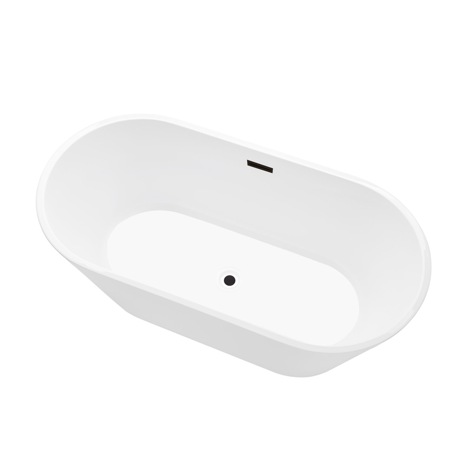 Iris 59" Freestanding Soaking Acrylic Bathtub, White/Oil Rubbed Bronze