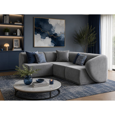 4 Seater Velvet Sofa & Chaise