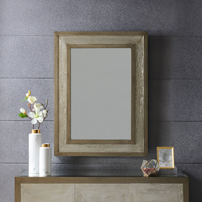 Greenberg Wood Flat Wall Mirror with Shelves