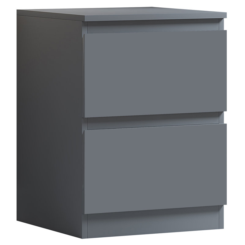 Stora 2 Drawer Bedside Table Nightstand Cabinet, Grey
