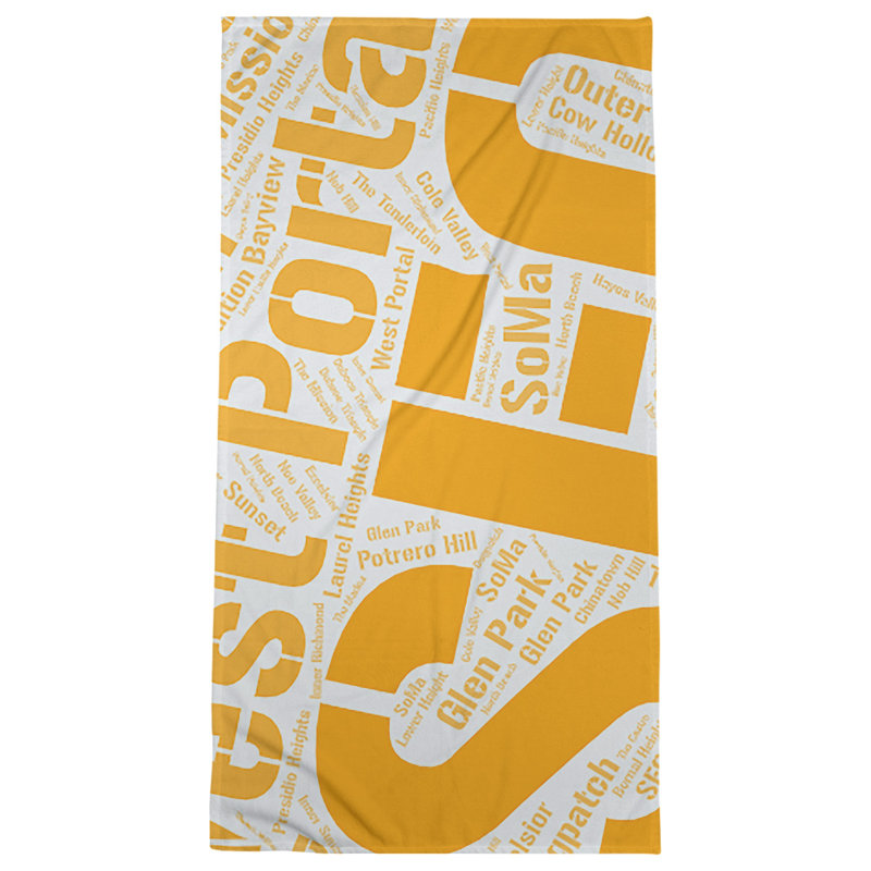 Bath Towel, Orange, San Francisco, Microfiber