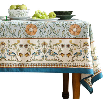 French Linen Pattern Tablecloth Soft Durable Floral Table Cloth Designer Kitchen Dining Tablecloth For Rectangular Tables For Parties Christmas 55"X 87"