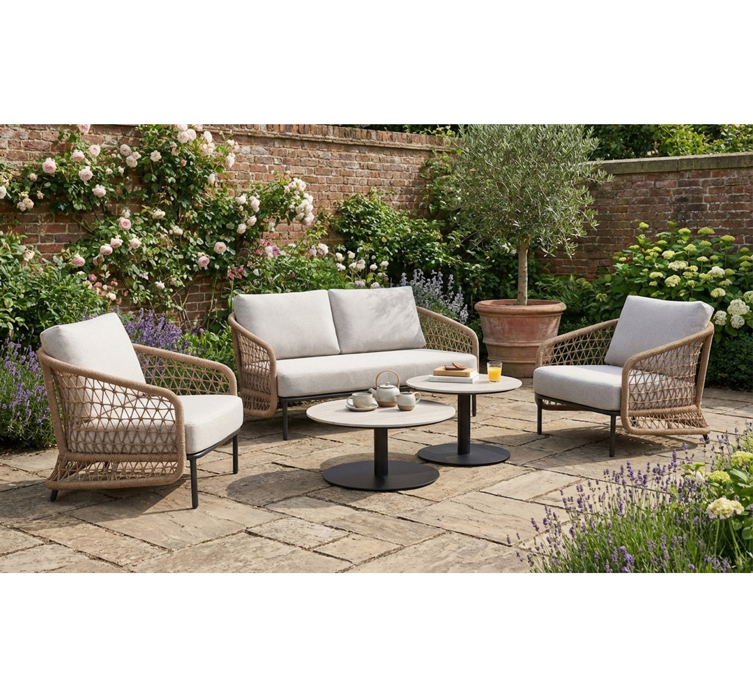 Peakdale Open Weave Sofa Set with Coffee Tables